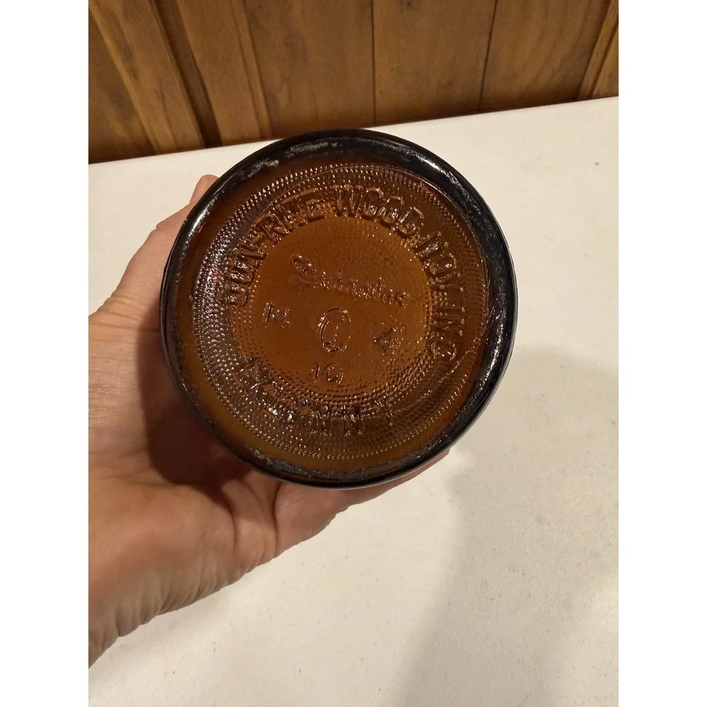 Vintage Round Wood Tobacco 10 Pipe Rack With Amber Duraglas Glass Humidor Jar